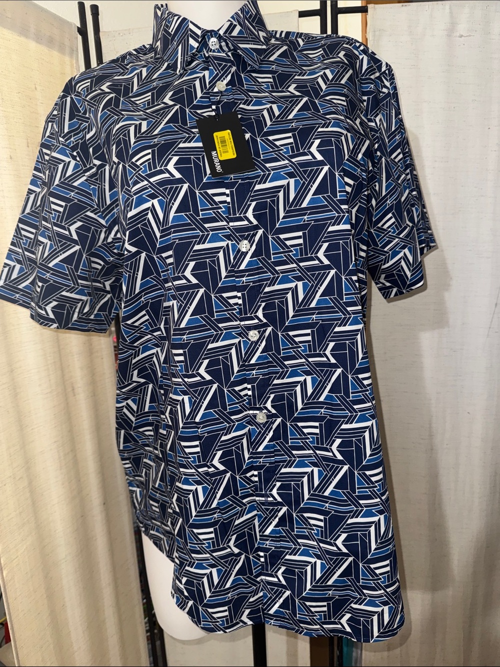 NWT Murano Blue & White Midcentury Style Shirt xl